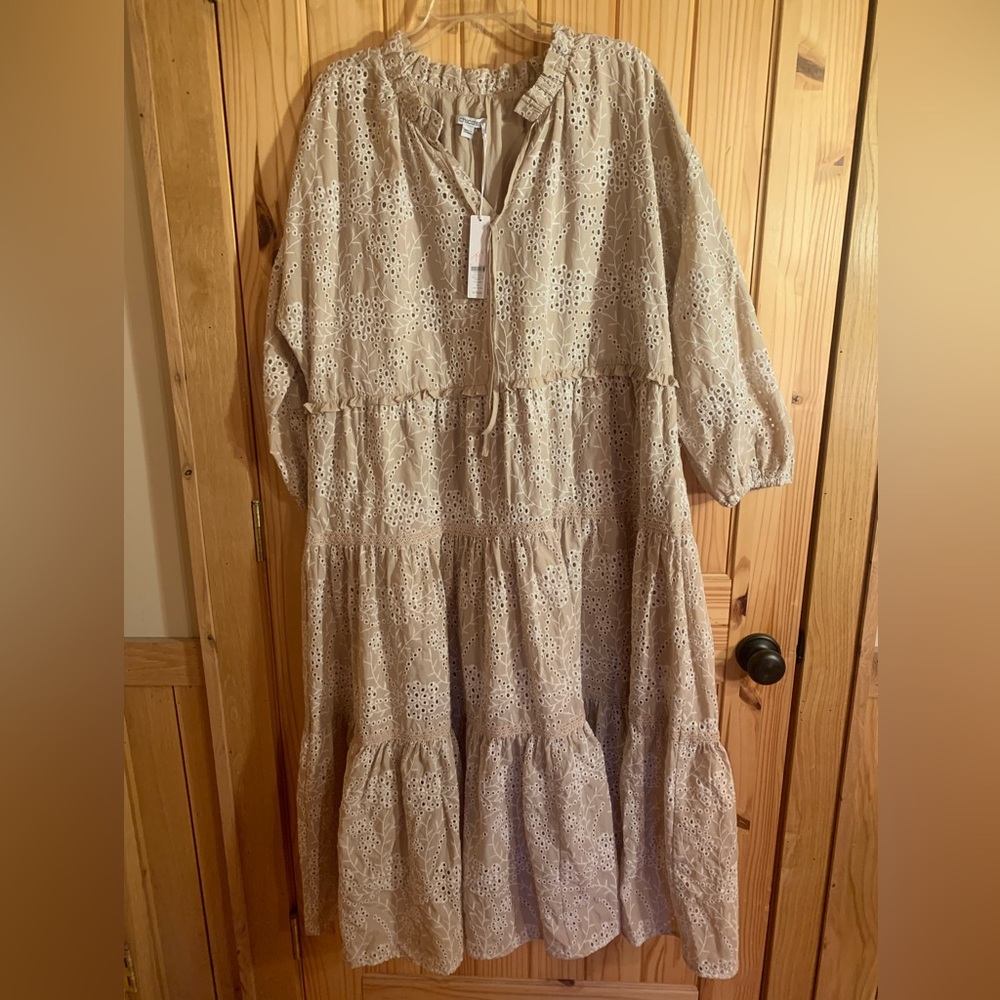 Chico's Beige Eyelet Maxi Dress